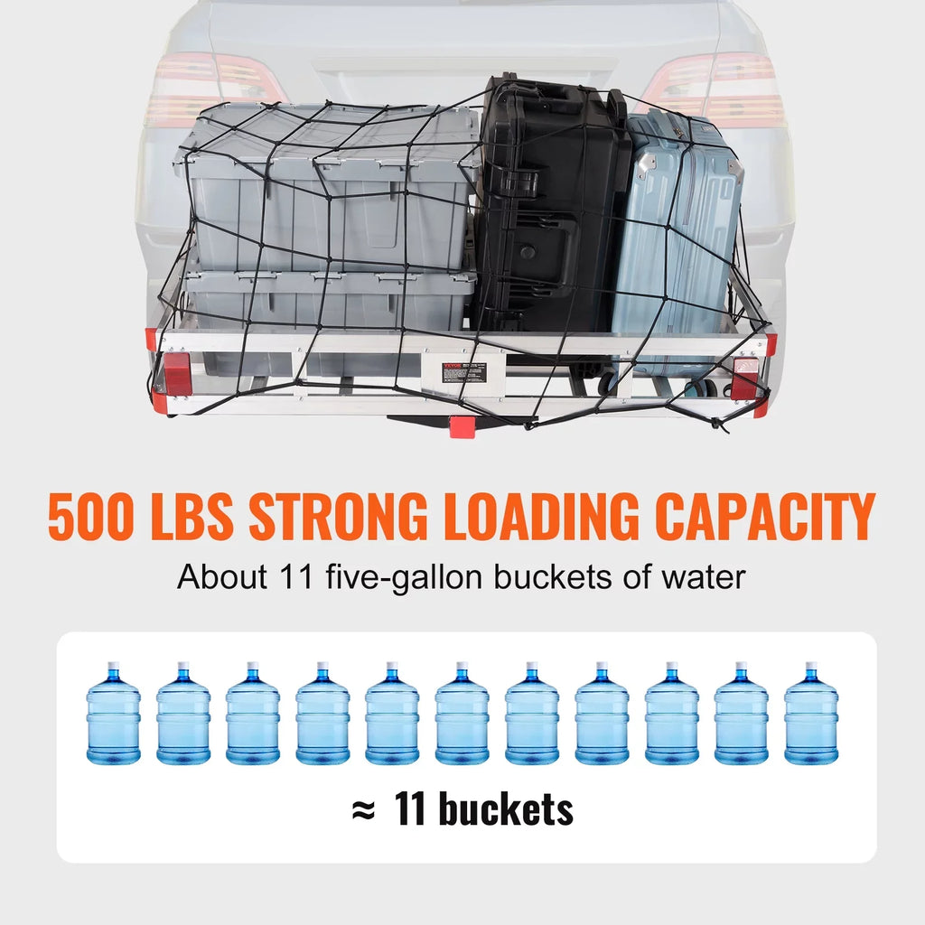 BENTISM Hitch Mount Cargo Carrier 47 x 20 x 6 in 500lb Aluminum Durable Fits 2" Receiver Cargo Basket for SUVs Sedans Vehicles