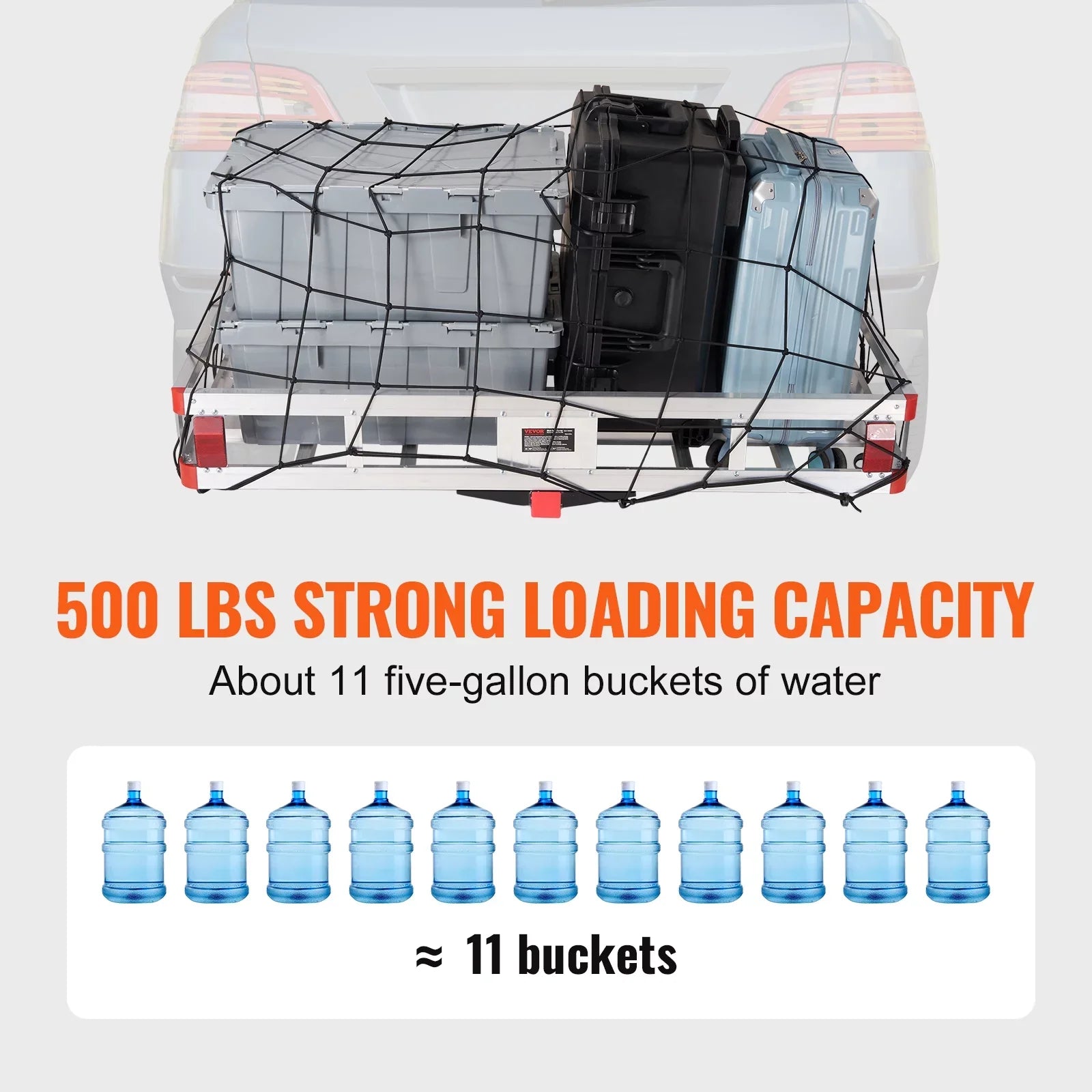 BENTISM Hitch Mount Cargo Carrier 47 x 20 x 6 in 500lb Aluminum Durable Fits 2" Receiver Cargo Basket for SUVs Sedans Vehicles