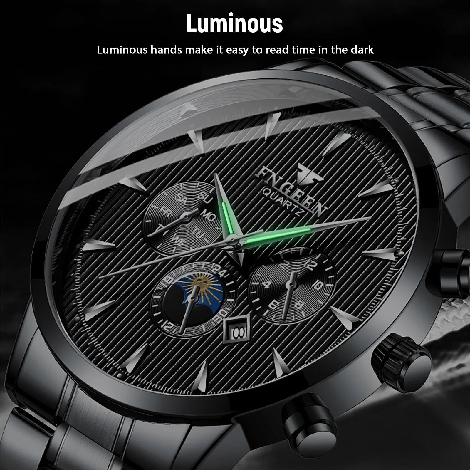 Waterproof Men's Watch Relojes De Hombre Stainless Steel Quartz Classic Luminous