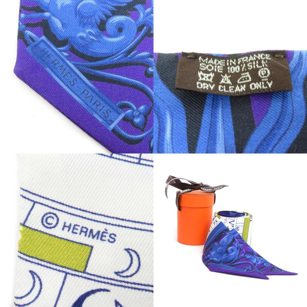 Pre-Owned HERMES Scarf Muffler Twilly Silk Purple/Multicolor Women's (Good)