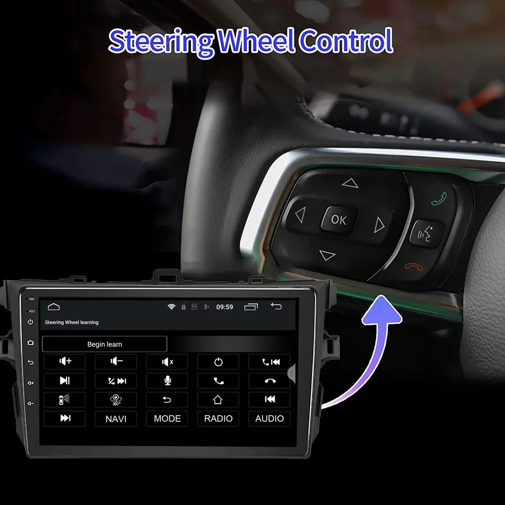 Binize Car Stereo for Toyota Corolla 08-12 Android 12 Suitable with CarPlay&Android Auto,9 Inch Touch Screen Double Din Car Radio Support Bluetooth, GPS Navigation, FM&AM, Backup Camera