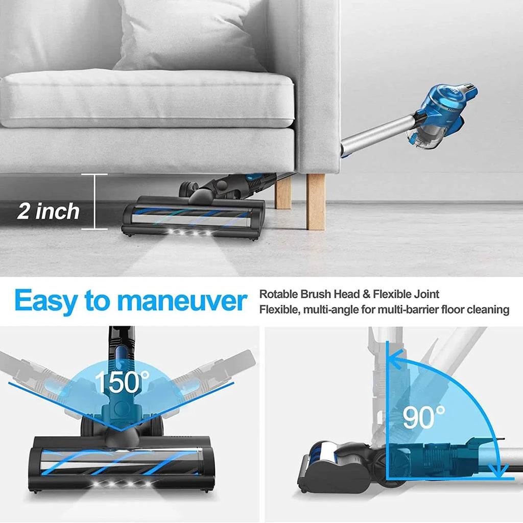 FJU Cordless Vacuum Cleaner, 10-in-1 30Kpa Powerful Cordless Stick Vacuum with Pet Hair Tool, Rechargeable Cordless Vacuum 45min Runtime, Lightweight Vacuum Cleaners for Home Carpet Floor Pet Hair
