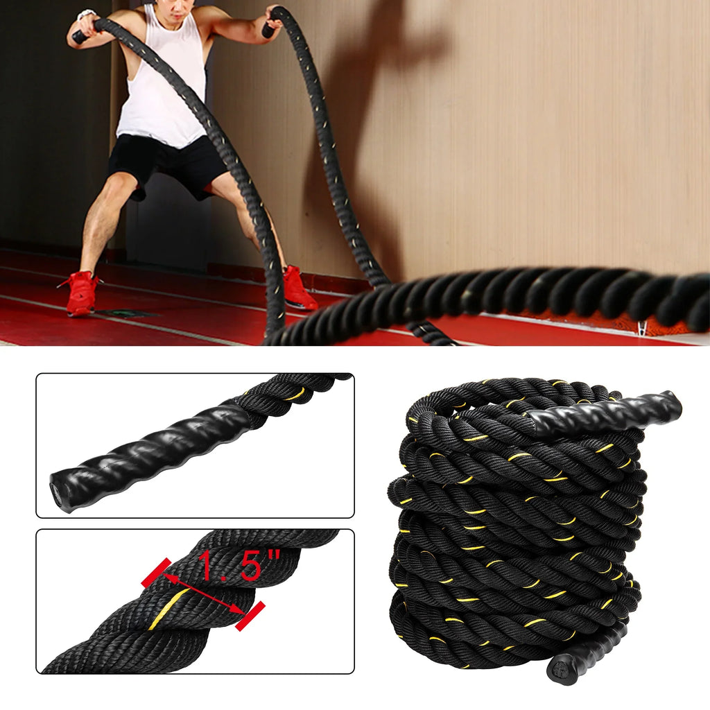 1.5" Training Rope Battle Rope Workout Training Undulation Rope, 50ft Length Fitness Battle Rope Heavy Duty Gym Fitness Workout Combat Battle Ropes for Strength Power Training, 15M