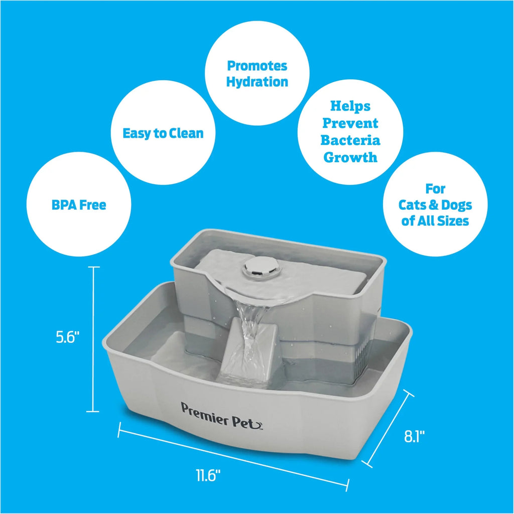 Premier Pet 100 oz. Pet Fountain - Automatic Water Fountain for Dogs and Cats